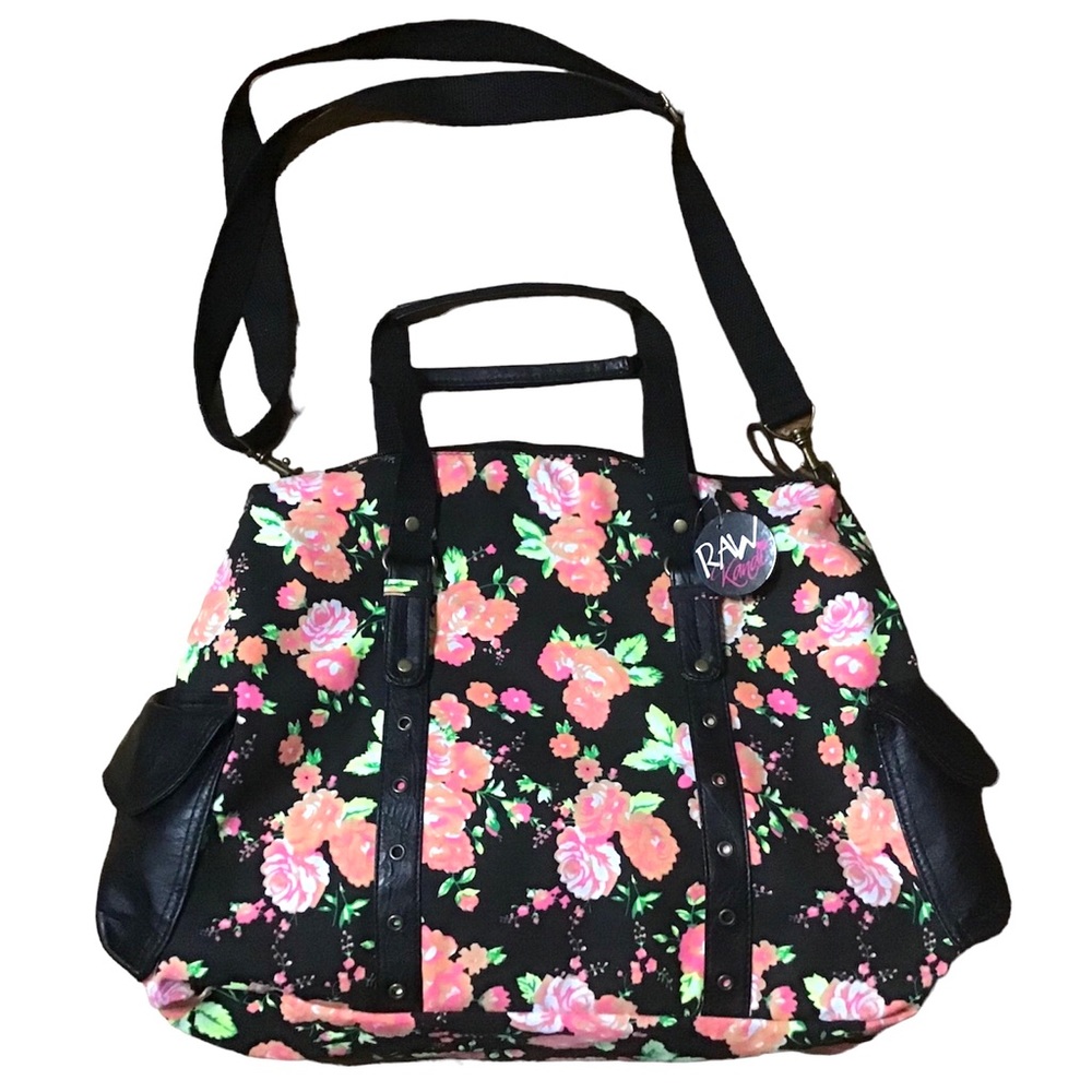 Kandi Floral Cotton And Vegan Leather Shoulder Travel Bag